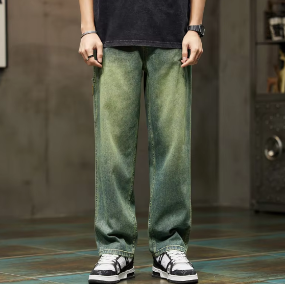 Faded Green Cargo Jeans