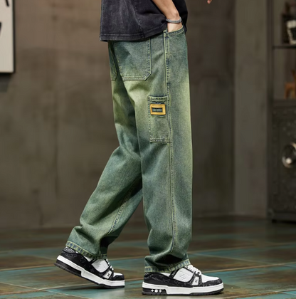 Faded Green Cargo Jeans