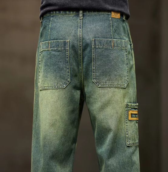 Faded Green Cargo Jeans