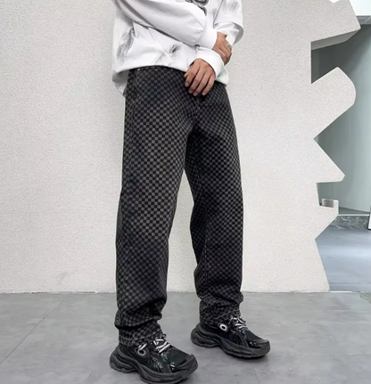 Checkerboard Denim Pants