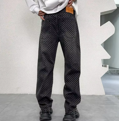 Checkerboard Denim Pants