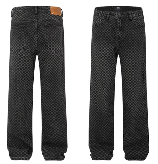 Checkerboard Denim Pants